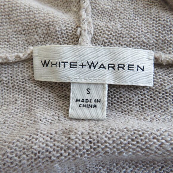 WHITE + WARREN Linen Knit Open Front Hooded Cardigan in Oatmeal Beachy Coastal - Picture 11 of 12